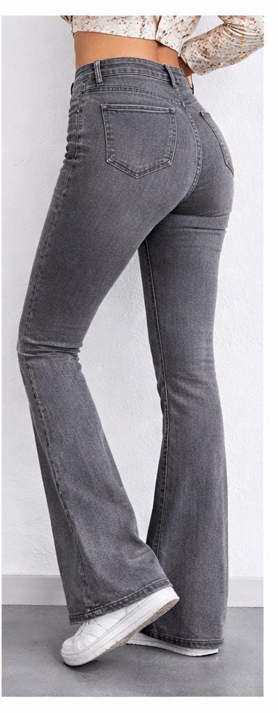 Grey bell bottom jeans women