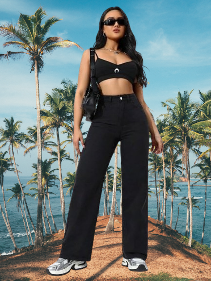 BLACK STRAIGHT FIT JEANS