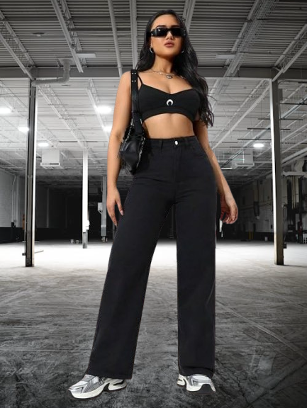BLACK STRAIGHT FIT JEANS👖
