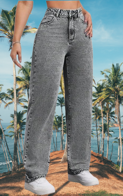 STRAIGHT FIT GREY JEANS  👖